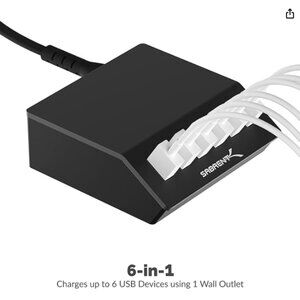 SABRENT Premium 60 Watt (12 Amp) 6 Port Aluminum Smart USB Charger